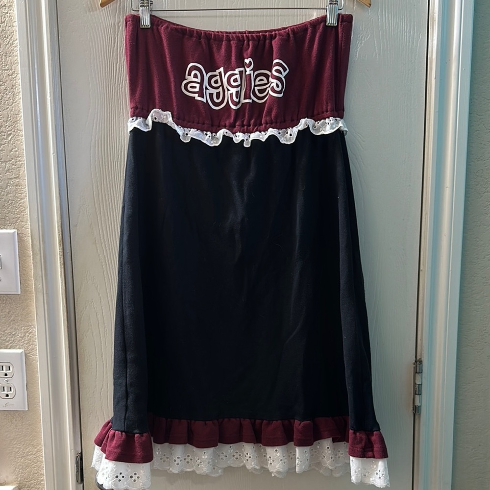 Texas A&M Aggie Game Day Ruffled Strapless Dress